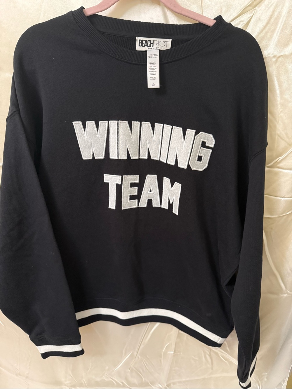 Beach Riot Black Crewneck Sweatshirt with White Appliqué